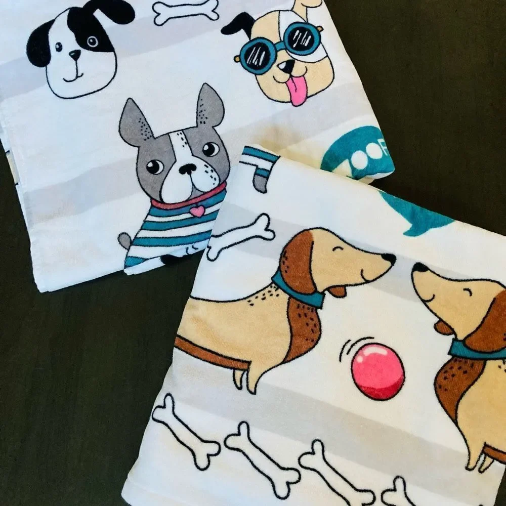 Playful Pups Woof 2-pc Dog Paw Print Bath Towels Set